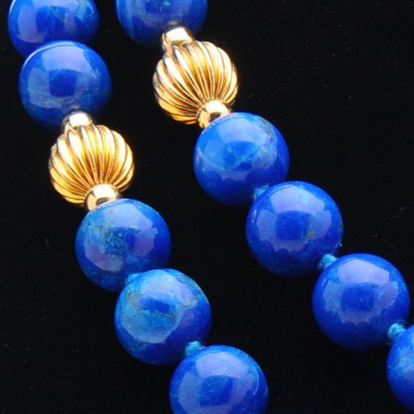 Lapis Lazuli Hand-knotted Bead Necklace - 32 in - Picture 5 of 9